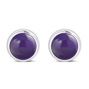 Amethyst Round Silver Stud Earrings, e421st